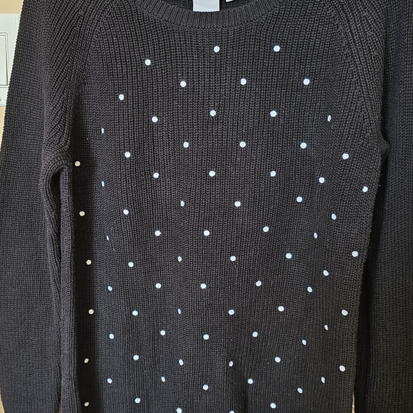 Elle Women's Black Knit Sweater with Polka Dots Size M - Picture 4 of 8